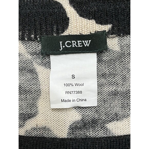 VTG J.Crew Black & Cream Merino Wool Sweater Womens Small Y2K Minimalist Preppy - Picture 11 of 13